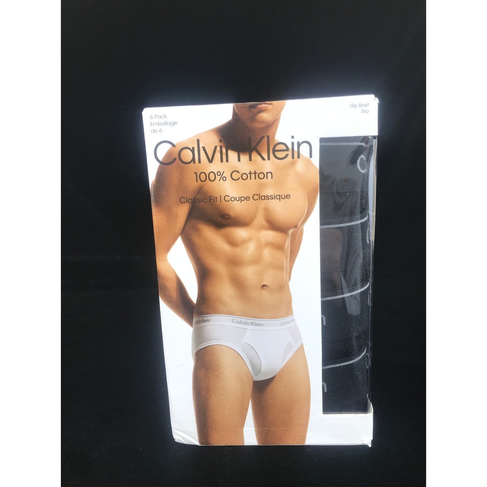 Calvin Klein Men's Hip Briefs 6-Pack Classic Fit Cotton Black 2XL New